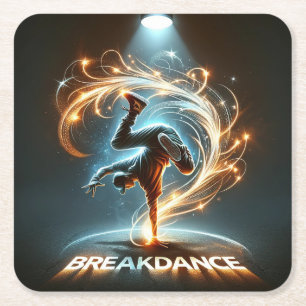 "Spotlight Groove" - dancing in the spotlight! Square Paper Coaster
