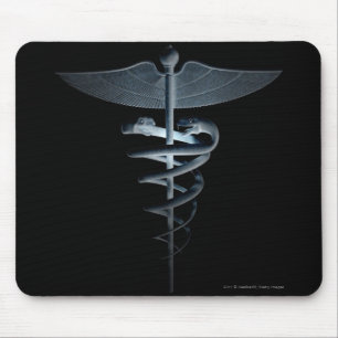 Spotlight on a medical caduceus mouse mat