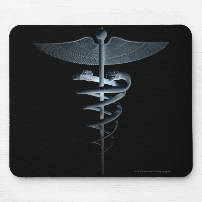 Spotlight on a medical caduceus mouse mat (Front)
