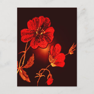 Spotlight on Red Flower,Brown & Black Back Postcard