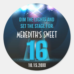 Spotlight Star Blue Sweet 16 Classic Round Sticker