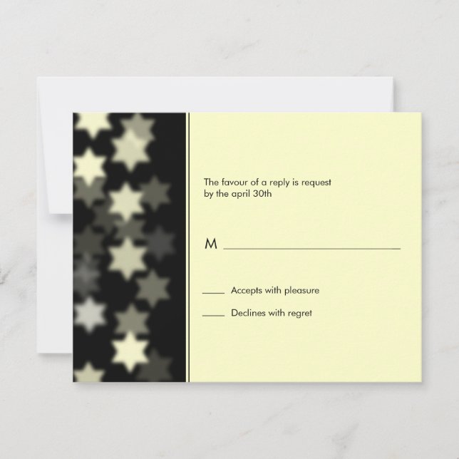 Spotlight Star of David Bar/Bat Mitzvah Reply Card (Front)