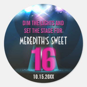 Spotlight Star Pink Sweet 16 Classic Round Sticker