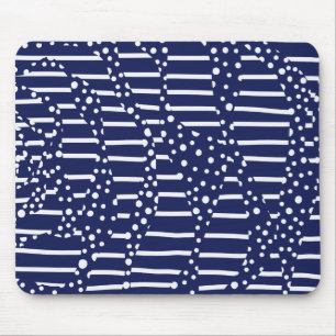 Spots and Stripes 2 - Blue and White Mouse Mat