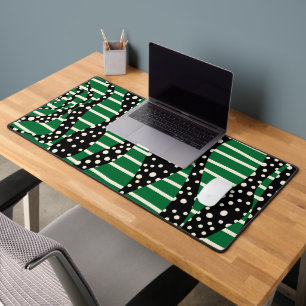 Spots and Stripes 2 - Green, Cream and Black Desk Mat
