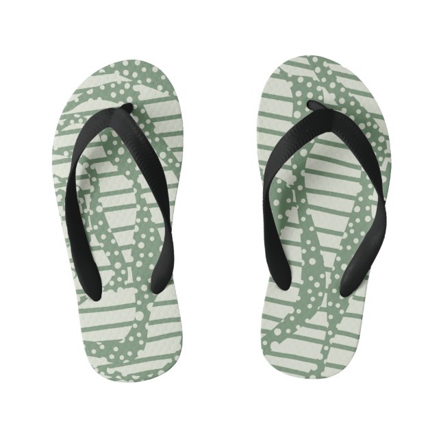 Spots and Stripes 2 - Green Kid's Flip Flops (Footbed)