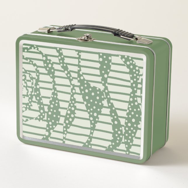 Spots and Stripes 2 - Green Metal Lunch Box (Front)