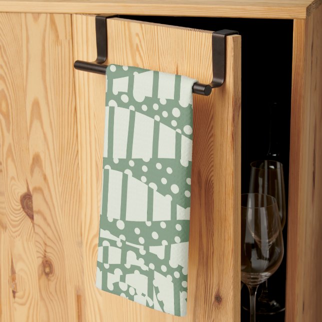 Spots and Stripes 2 - Green Tea Towel (Thirds Fold)