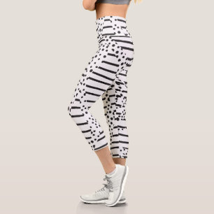 Spots and Stripes 2 in Black and White Capri Leggings