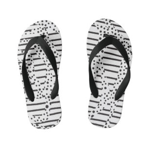 Spots and Stripes 2 in Black and White Kid's Flip Flops