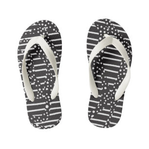 Spots and Stripes 2 in White on Black Kid's Flip Flops