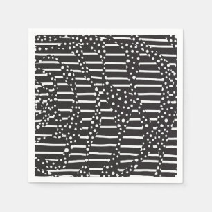 Spots and Stripes 2 in White on Black  Napkin