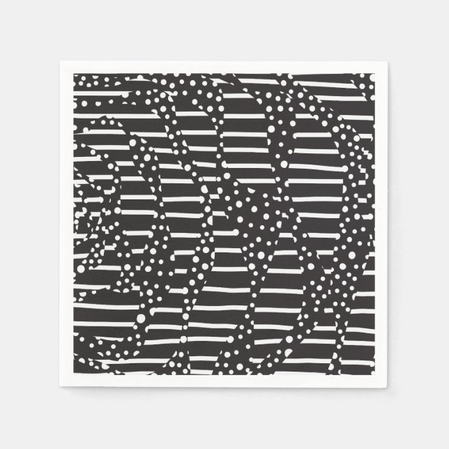 Spots and Stripes 2 in White on Black  Napkin (Front)