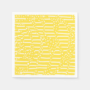 Spots and Stripes 2 - Lemon Yellow and White Napkin