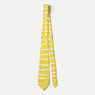 Spots and Stripes 2 - Lemon Yellow and White Tie