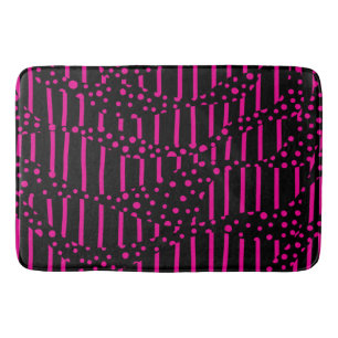 Spots and Stripes 2 - Magenta and Black Bath Mat