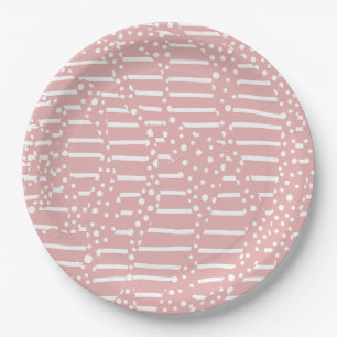 Spots and Stripes 2 - Pink and White Paper Plate