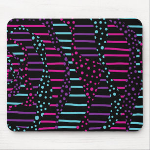 Spots and Stripes 2 - Pink, Purple, Blue and Black Mouse Mat