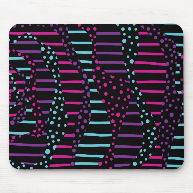 Spots and Stripes 2 - Pink, Purple, Blue and Black Mouse Mat (Front)