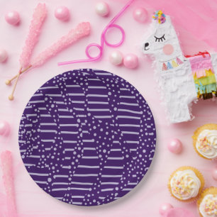 Spots and Stripes 2 - Purple Paper Plate