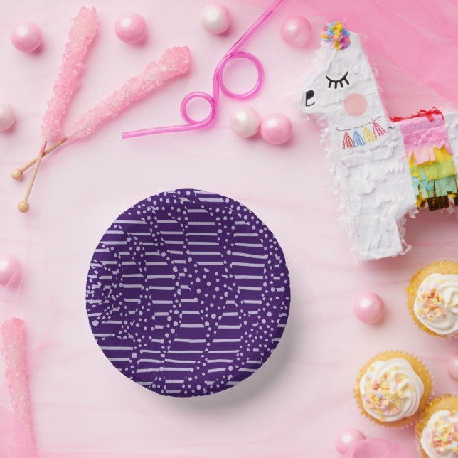 Spots and Stripes 2 - Purple Paper Plate (Party)