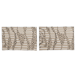 Spots and Stripes 2 - Taupe, Black and White Pillowcase