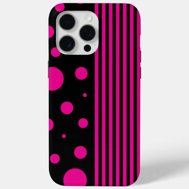 Spots and Stripes in Magenta and Black Case-Mate iPhone Case (Back)