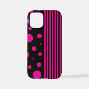 Spots and Stripes in Magenta and Black iPhone 12 Mini Case