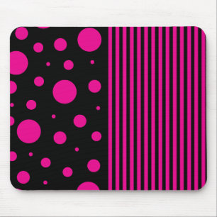 Spots and Stripes in Magenta and Black Mouse Mat