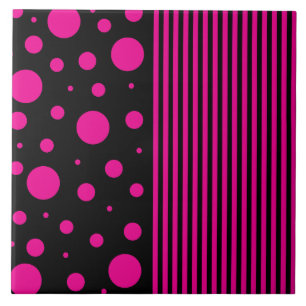 Spots and Stripes in Magenta and Black Tile