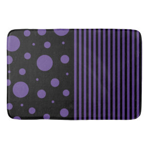 Spots and Stripes in Purple and Black Bath Mat
