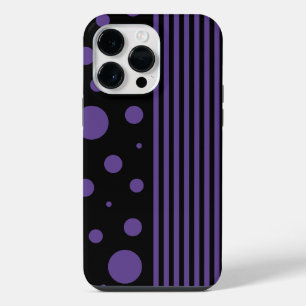 Spots and Stripes in Purple and Black iPhone 14 Pro Max Case