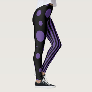 Spots and Stripes in Purple and Black Leggings