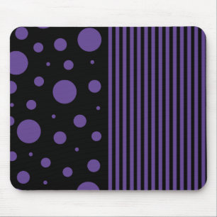 Spots and Stripes in Purple and Black Mouse Mat