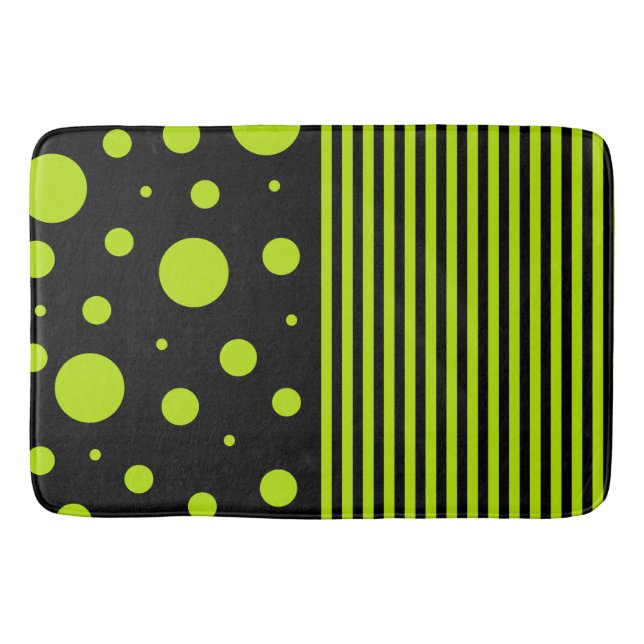 Spots and Stripes - Lime Green Bath Mat (Front)