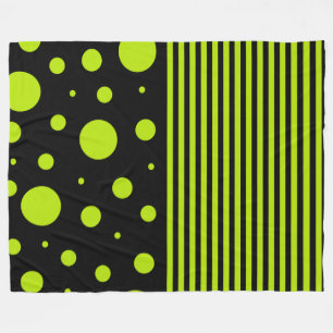 Spots and Stripes - Lime Green Fleece Blanket