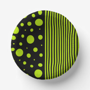 Spots and Stripes - Lime Green Paper Plate
