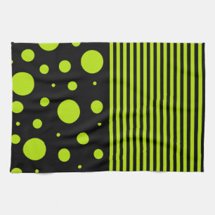 Spots and Stripes - Lime Green Tea Towel