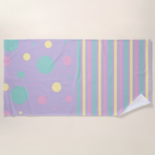 Spots and Stripes - Pink, Yellow, Purple, Green Beach Towel
