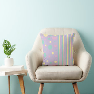 Spots and Stripes - Pink, Yellow, Purple, Green Cushion
