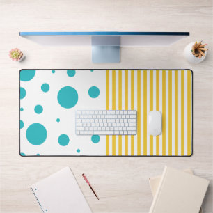 Spots and Stripes - Turquoise and Yellow Desk Mat