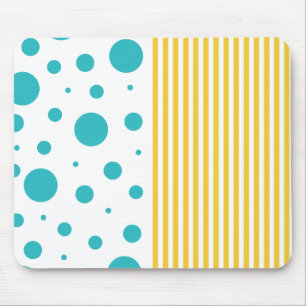 Spots and Stripes - Turquoise and Yellow Mouse Mat