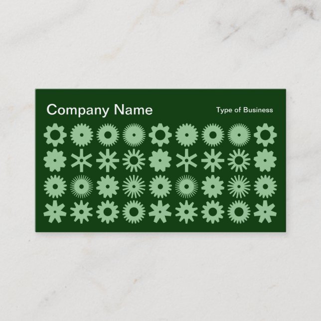 Spots - Faded Green on Dark Forest Green Business Card (Front)