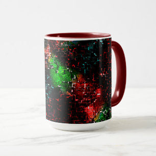 Spots of bright colors under the dark and mosaic mug