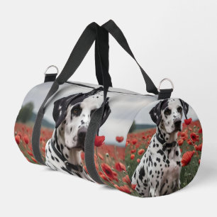 **"Spots of Joy: Dalmatian in a Red Poppy Field"** Duffle Bag