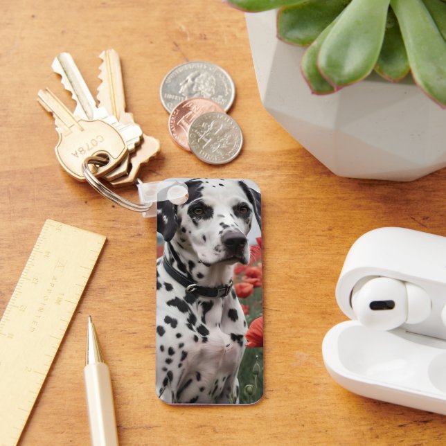 **"Spots of Joy: Dalmatian in a Red Poppy Field"** Key Ring (Desk)