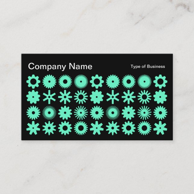 Spots - Turquoise on Black Business Card (Front)