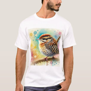 Spotted Barbtail Bird 210724AREF127 - Watercolor T-Shirt