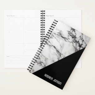 Spotted Black And White Marble Planner