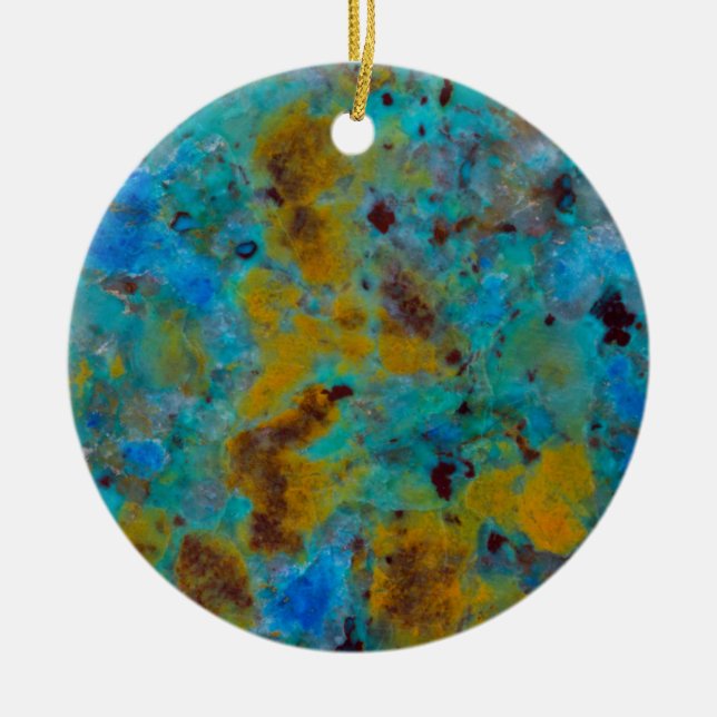 Spotted Blue Chrysocolla Jasper Ceramic Tree Decoration (Front)
